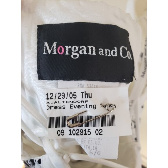 Morgan & Co Womens 5 6 Formal Dress White Black Floral Prom Maxi Whimsigoth USA - Picture 5 of 5